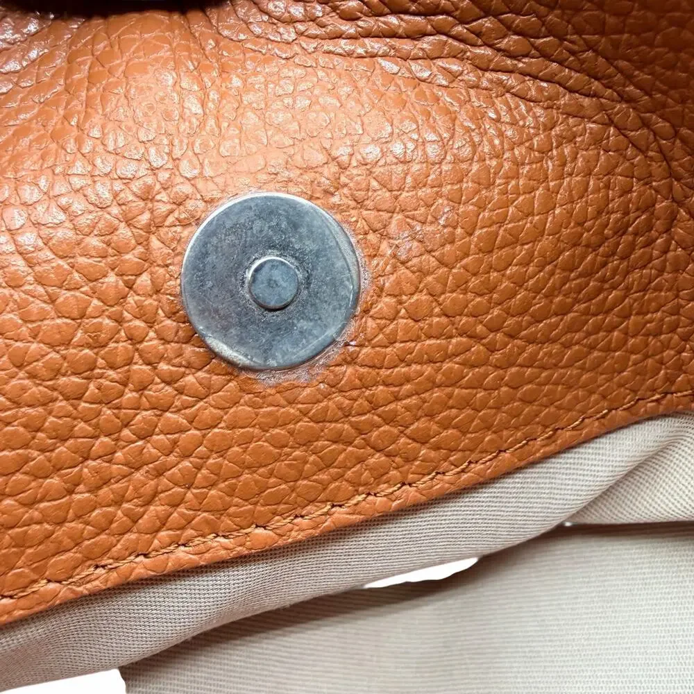 Valentina Italy Pebbled Leather Crossbody Bag Cognac Tan Zip Purse